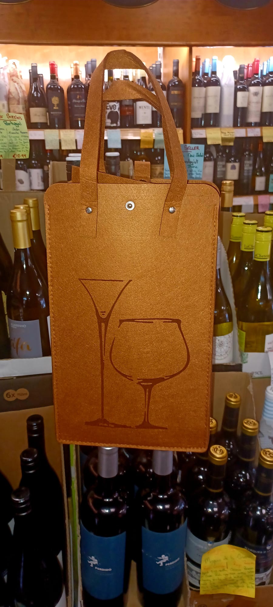 Leather 2 Bottle Wine Gift Bag - The GrapeVine Off Licence